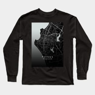 pattaya Thailand City Map dark Long Sleeve T-Shirt